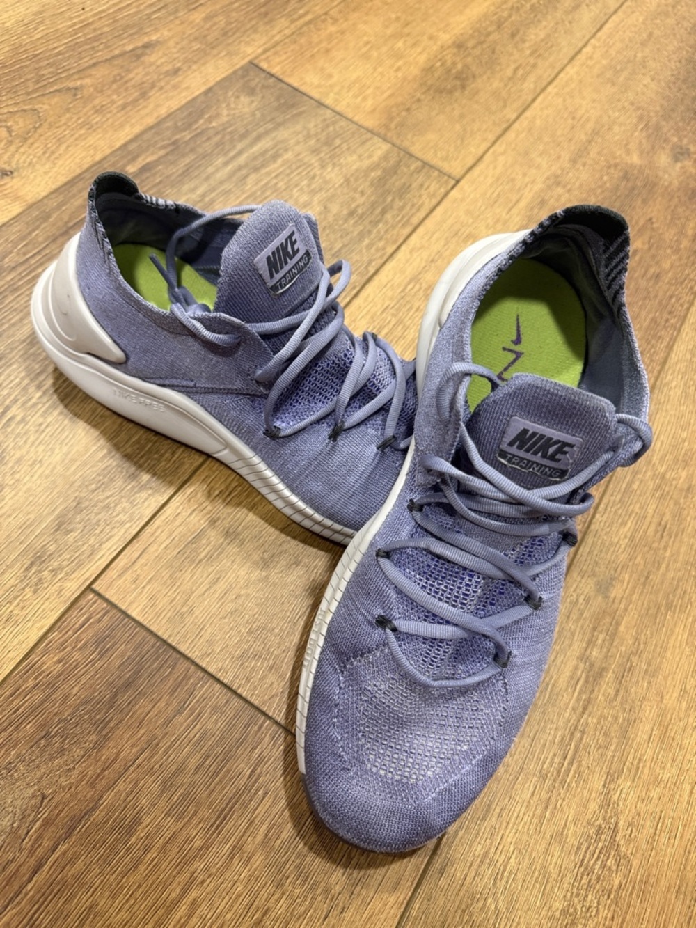 Nike Flyknit Trainers in Light Purple and White Size 9.